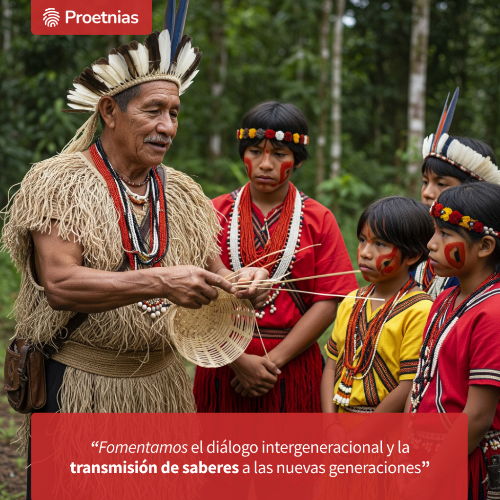 Fomentamos el diálogo intergeneracional y la transmisión de saberes a las nuevas generaciones para la salvaguarda de la memoria histórica y el patrimonio cultural inmaterial de las comunidades. 
