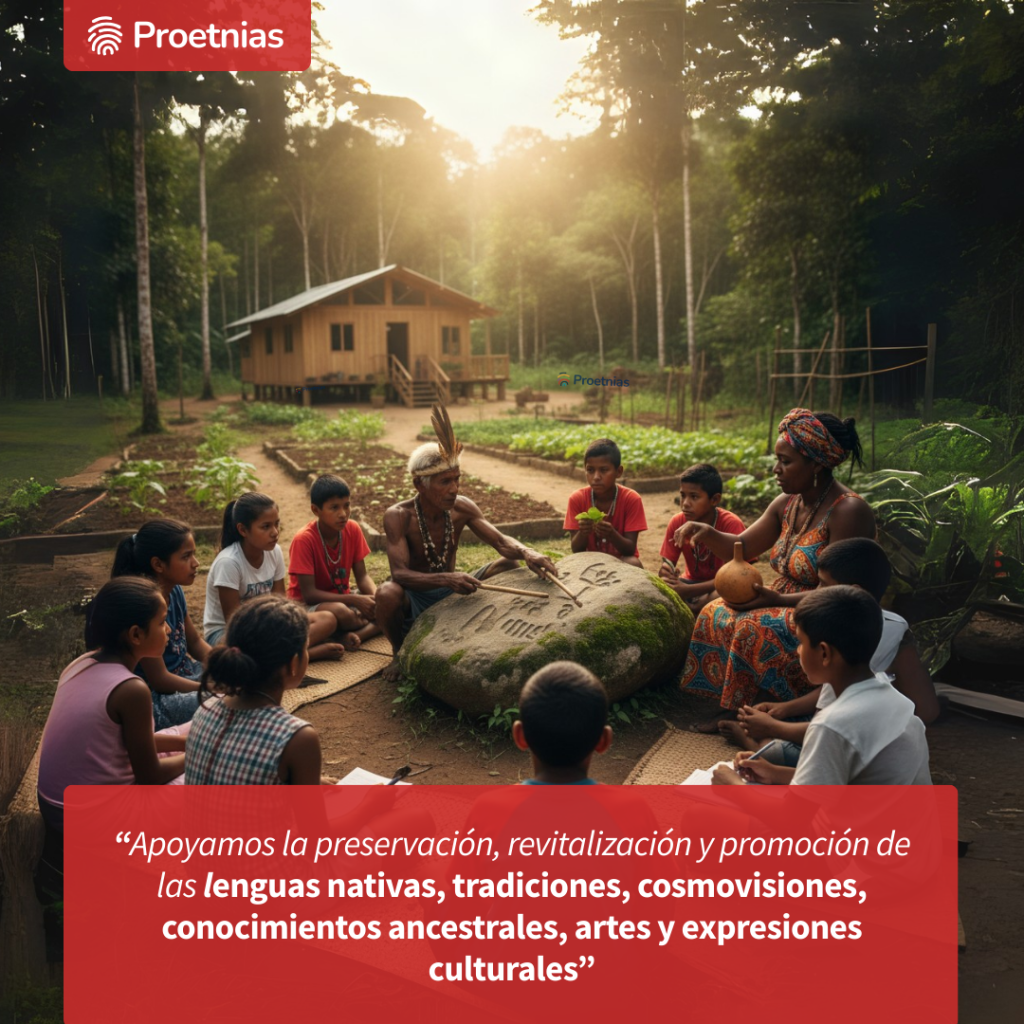 Apoyamos la preservación, revitalización y promoción de las lenguas nativas, tradiciones, cosmovisiones, conocimientos ancestrales, artes y expresiones culturales de los pueblos indígenas y afrodescendientes, en el marco de la Ley 1381 de 2010.